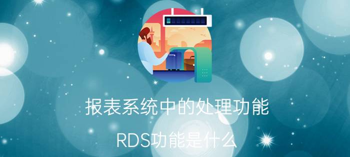 报表系统中的处理功能 RDS功能是什么？